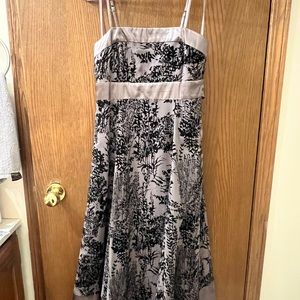 Limited dress. Satin edging, velvet print